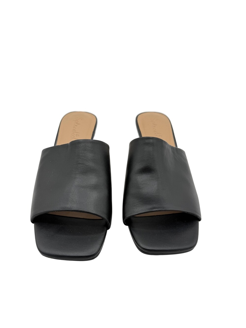 Splendid Slide Sandals Shoes Womens Size 7.5 Black Square Toe Slip On Low Heel